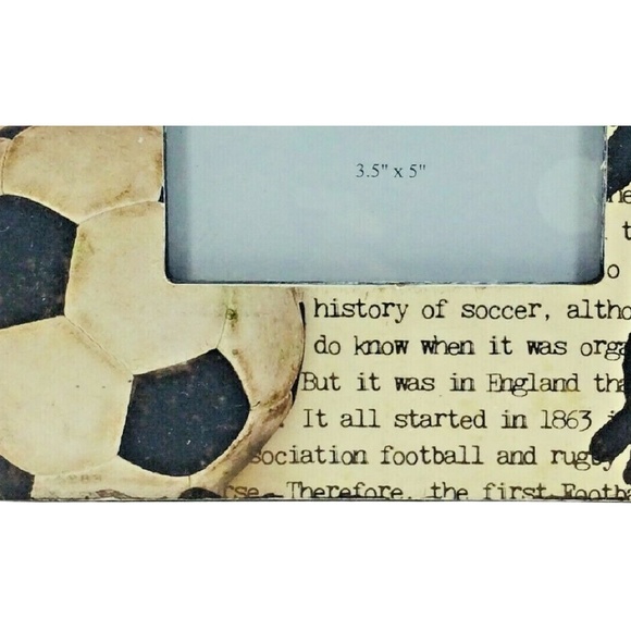 Rustic Plaque History of Soccer Photo Frame Size 3.5" New - Picture 3 of 6